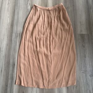 Golden Peach 100% Silk Midi Skirt Size 8